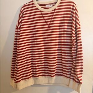 ❤️ ChicSoul Red & Cream Striped Long Sleeve Tee – Size 1XL ❤️